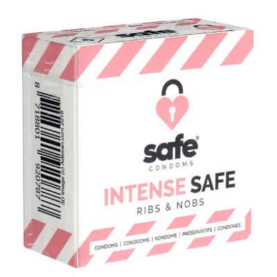 Safe Kondome INTENSE Safe (Ribs & Nobs) Packung mit, 5 St., Kondome mit Rippen und Noppen, anregende Kondome für intensive Sicherheit