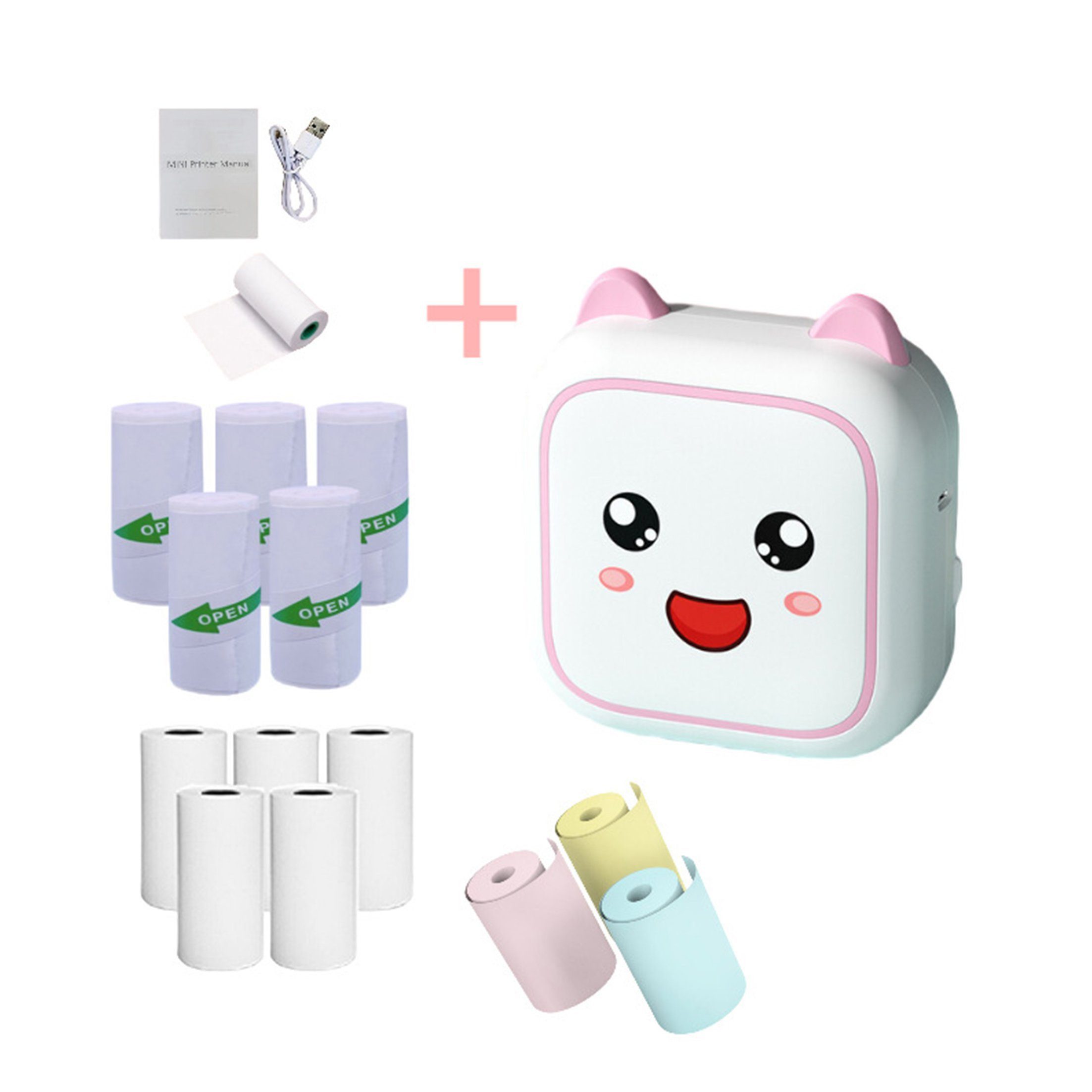 KINSI Mobiler Mini Drucker für Smartphone - Thermodrucker mit Bluetooth Multifunktionsdrucker, (tragbar für Zuhause, Studium & unterwegs)
