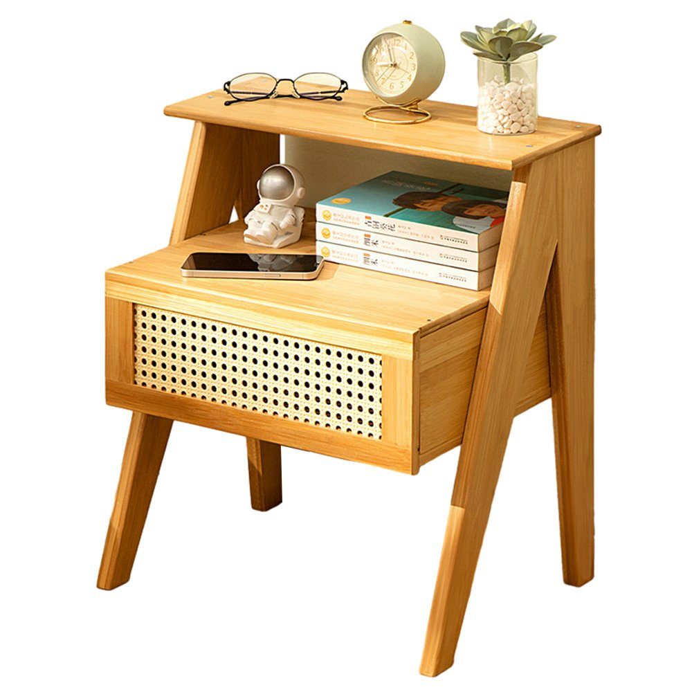 NUODWELL Nachttisch Bambus-Nachttisch, Nachttisch mit 2 Etage Offenen Ablag günstig online kaufen