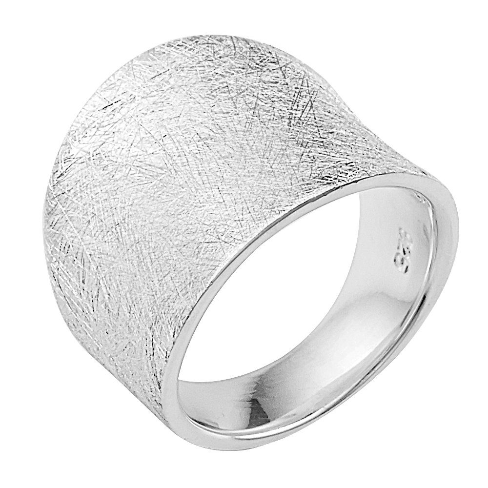 Vinani Silberring, Vinani Ring gewölbt schlicht gebürstet breit massiv  Sterling Silber 925 2RMX