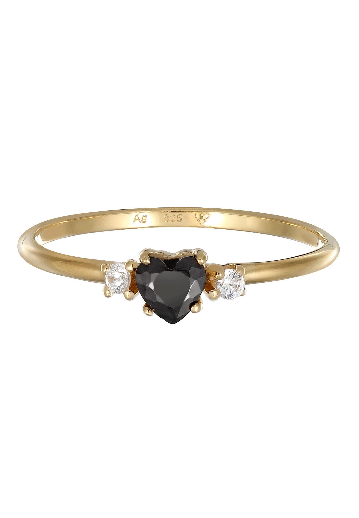 Elli Fingerring Herz Zirkonia Schwarz Liebe günstig online kaufen
