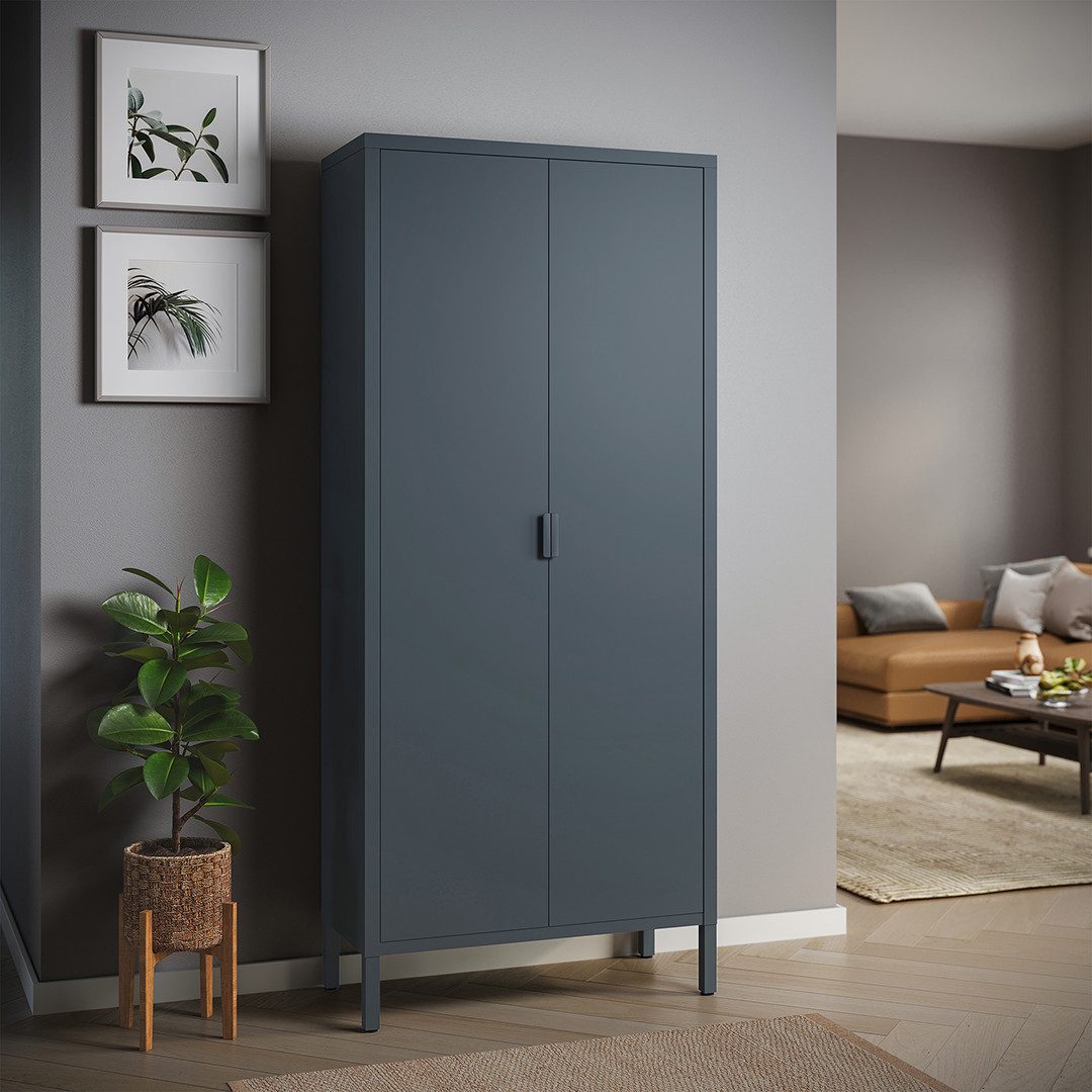 skølm Kleiderschrank Ituri aus Metall (Anthrazit) Metallschrank mit 6 Fäche günstig online kaufen