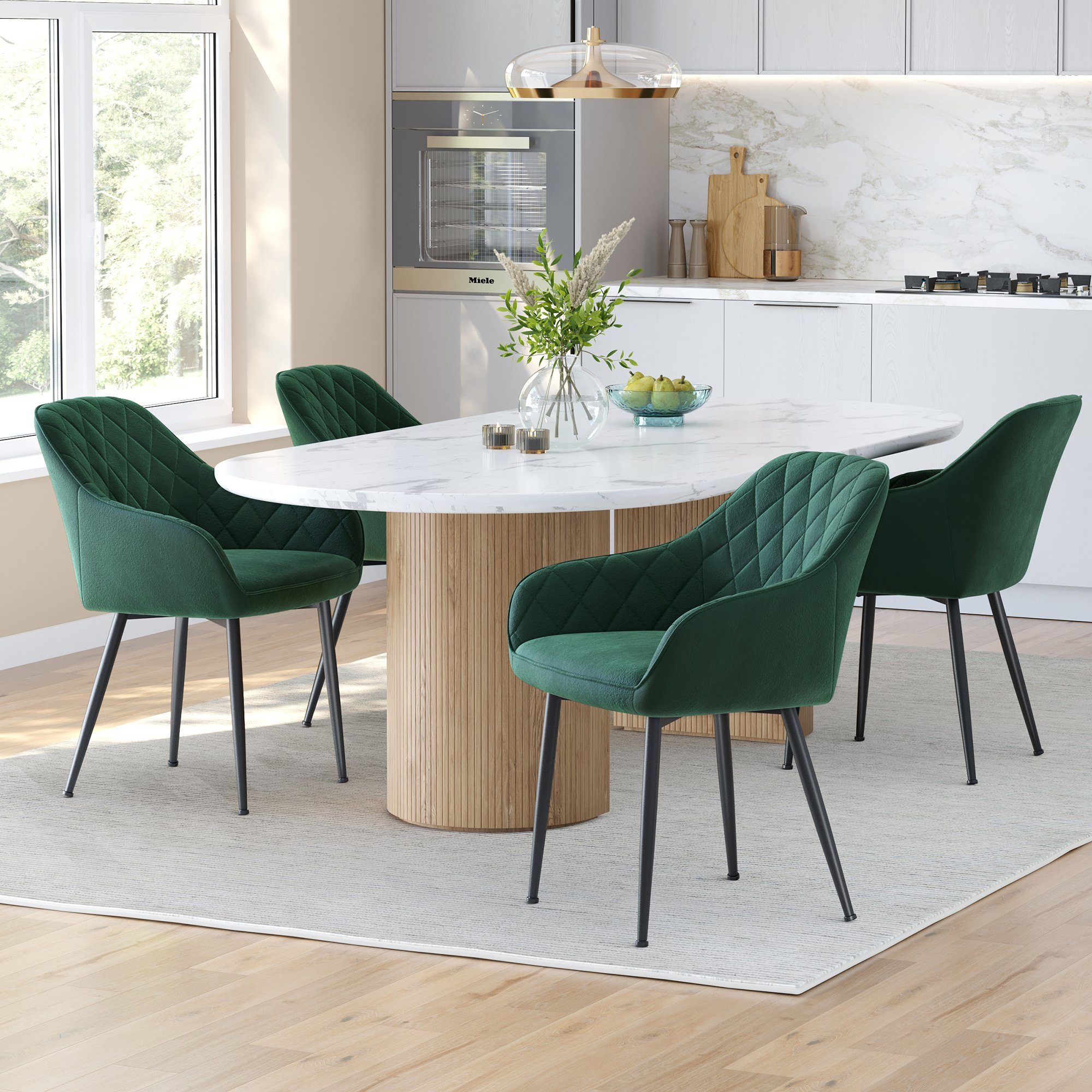 SONGMICS Esszimmerstuhl (2 St), Polsterstuhl, verstellbare Füße, Samt​ günstig online kaufen