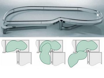 SO-TECH® Auszugsboden 500 mm Links LeMans II Beschlag für Eckschrank, inkl. Antirutschmattenset Orga-Grip Silbergrau