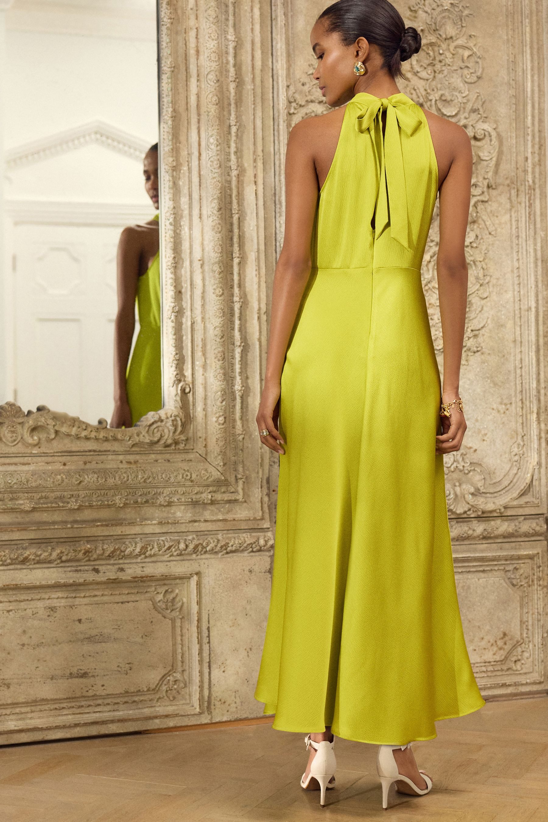 Next Midikleid Neckholder-Midikleid aus strukturiertem Satin günstig online kaufen