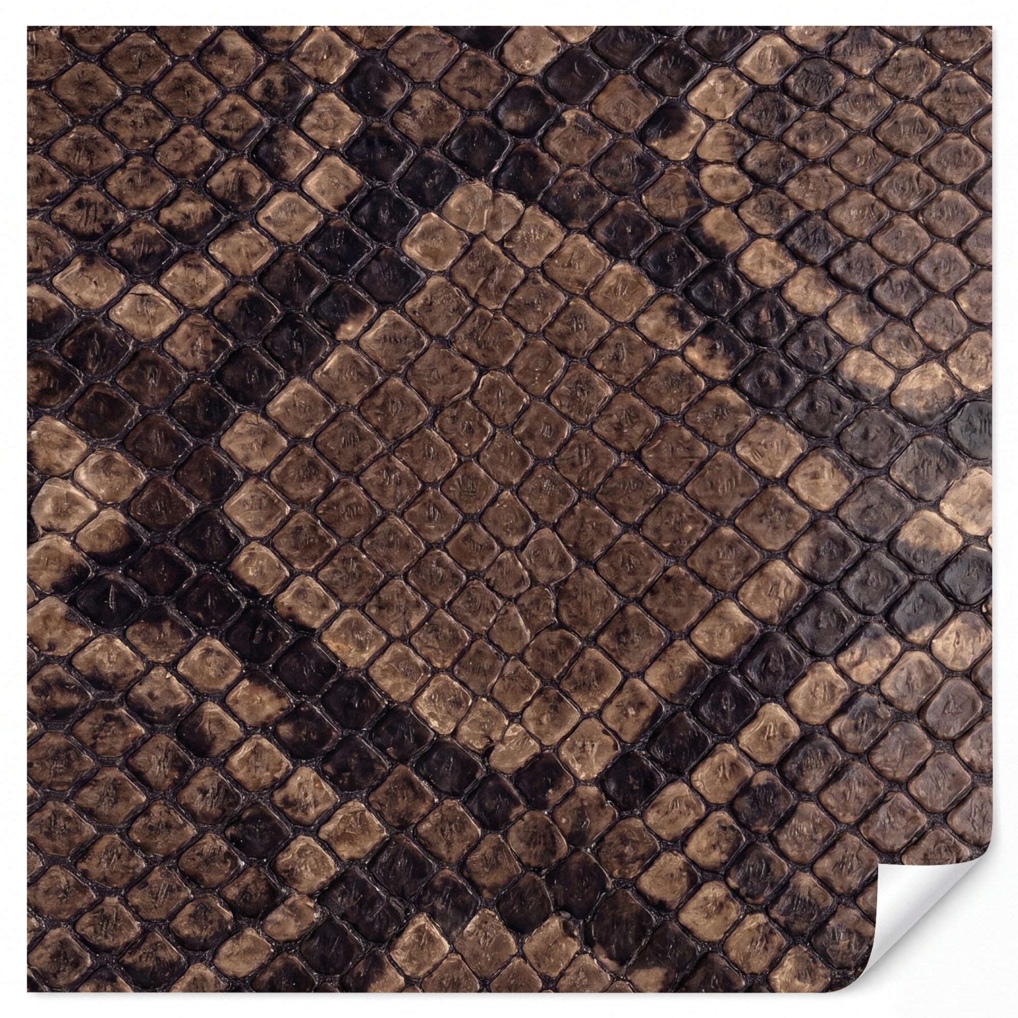 OnlyWow Fototapete Python - Schuppen - Bronze, Matt, bedruckt, Wohnzimmer, Modern, Vliestapete 220x220cm