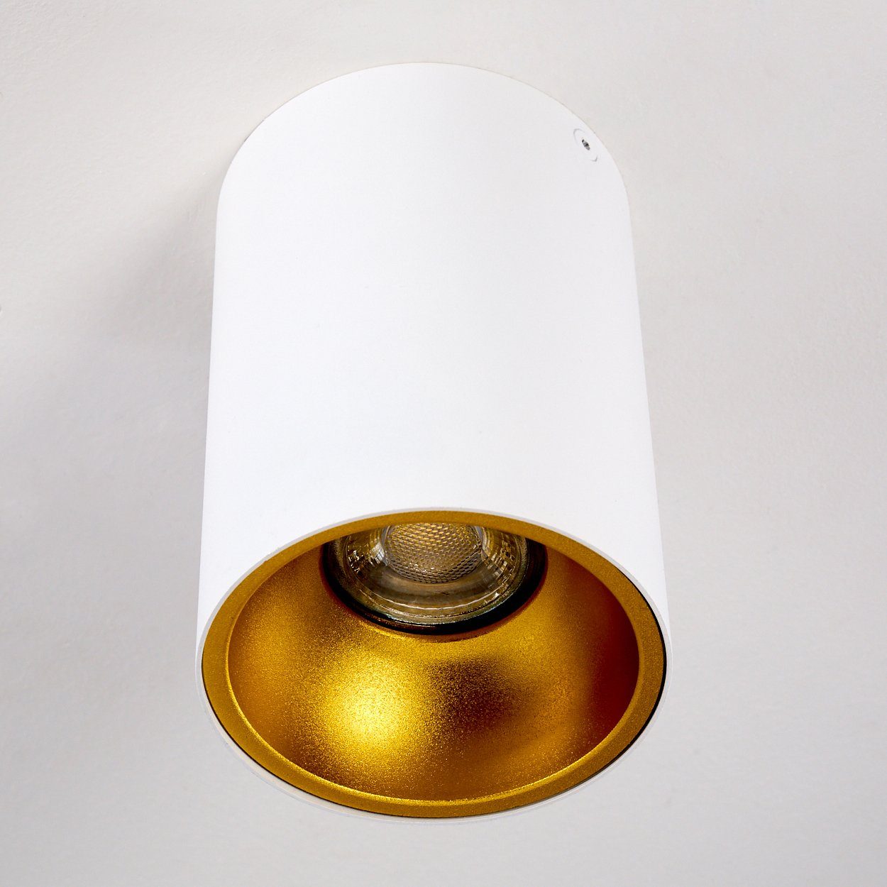 ohne max. Watt, Aufbauleuchte moderne Deckenlampe Deckenleuchte Leuchtspot, 50 »Calcio« 1xG10, in Weiß/Gold, Leuchtmittel, hofstein Metall aus