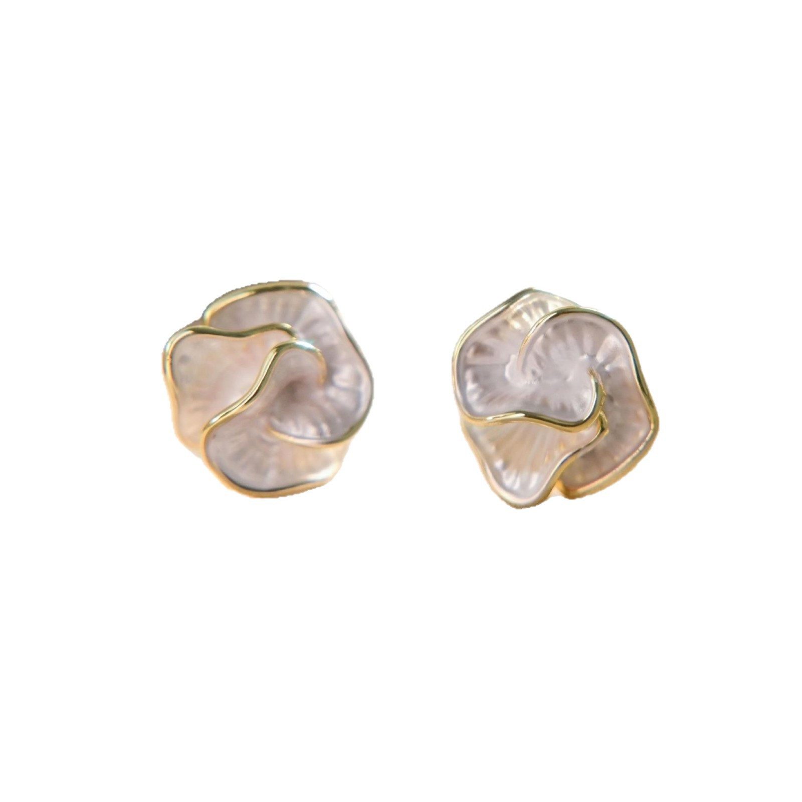 RAIKOU Ohrhaken-Set Blume Gold mit 925 Silber Stecker, Emaille Blumen Ohrringe Camellia, 925 Silber Stecker, Emaille Beschichtung