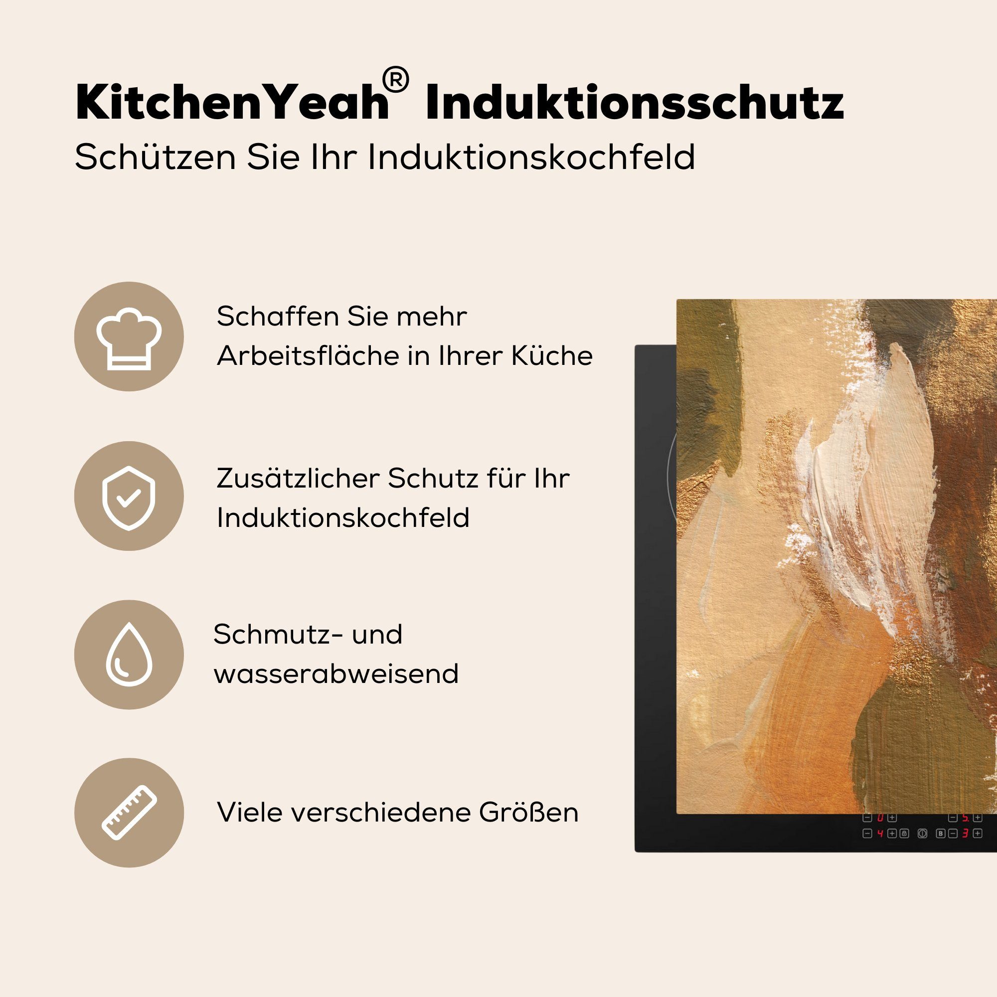 Gold (1 Vinyl, Herdblende-/Abdeckplatte küche Ceranfeldabdeckung, cm, 78x78 für MuchoWow - - tlg), Farbe Arbeitsplatte Herbst,