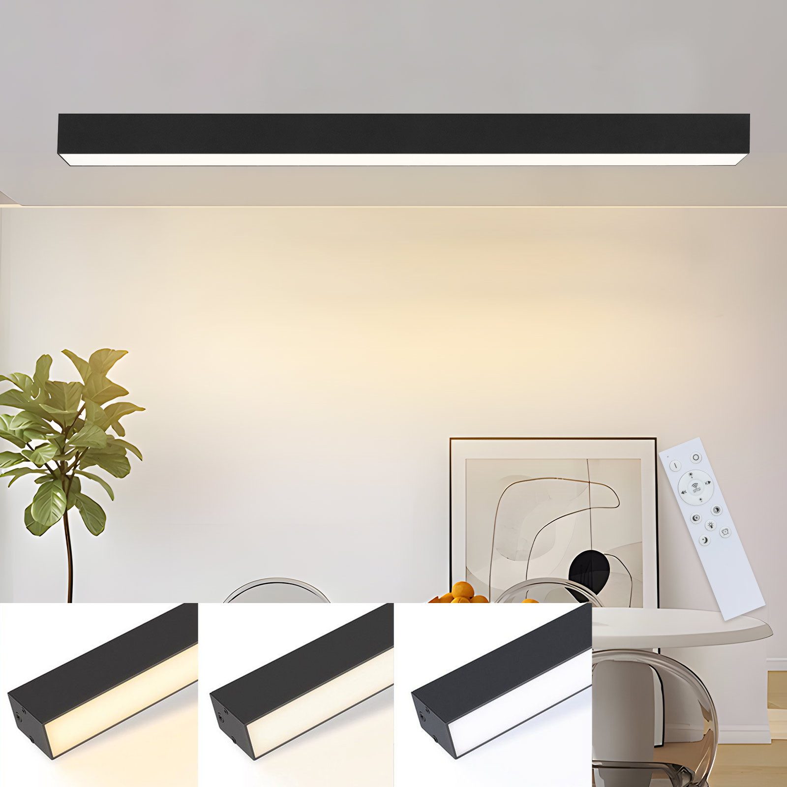 Nettlife Deckenleuchten Schwarz Dimmbar Modern 107/53/80CM günstig online kaufen