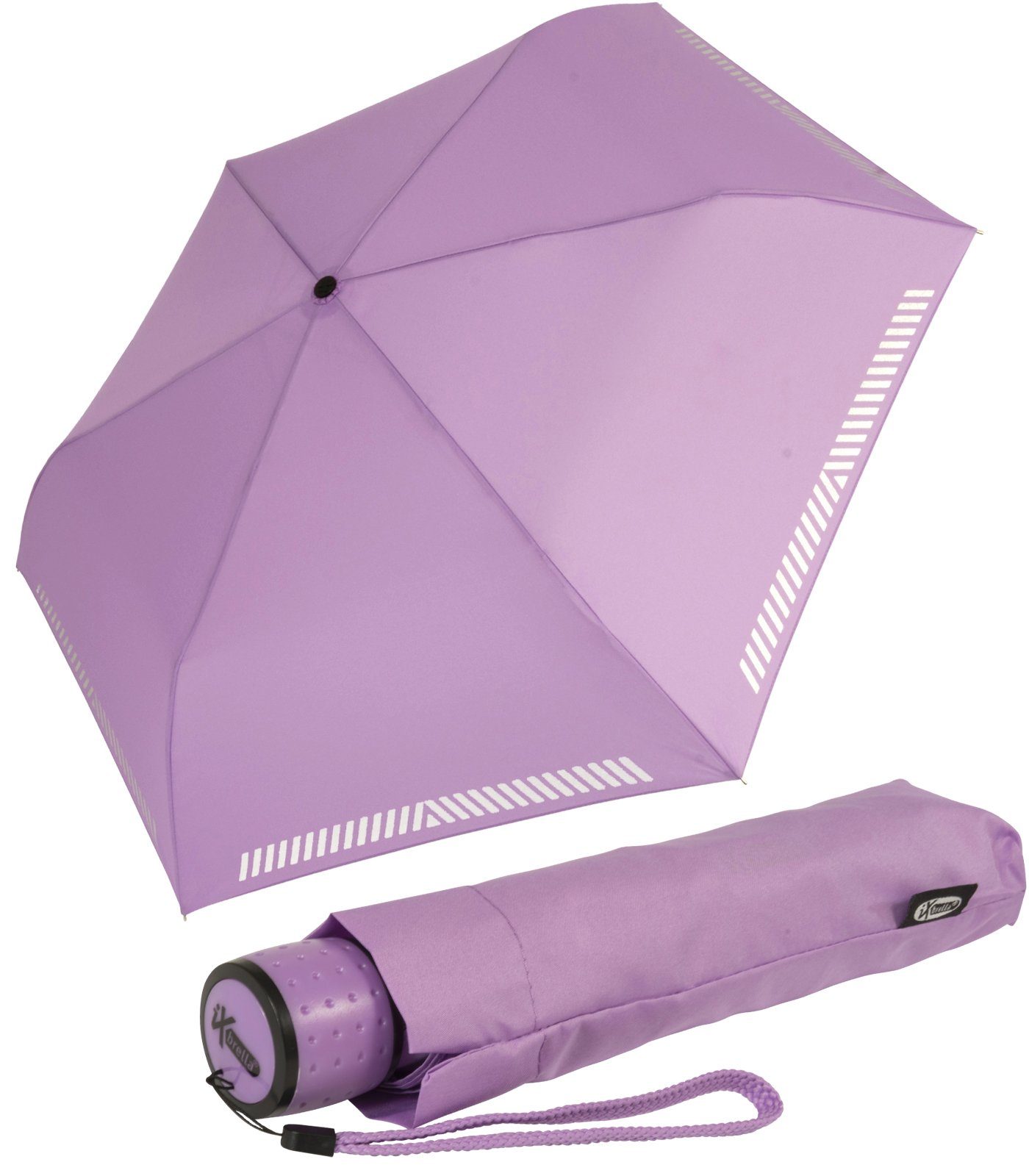 iX-brella Taschenregenschirm Mini Kinderschirm Safety Reflex extra leicht, reflektierend berry-light