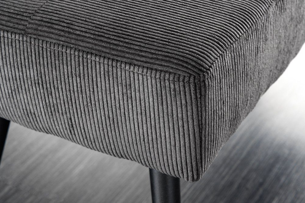 riess-ambiente Sitzbank BOUTIQUE 100cm dunkelgrau/schwarz - Cord-Bezug, Metallbeine (Einzelartikel, 1-St), bequeme Polsterung mit Ziernähten – ideal für Flur od – Bild 4 von 5