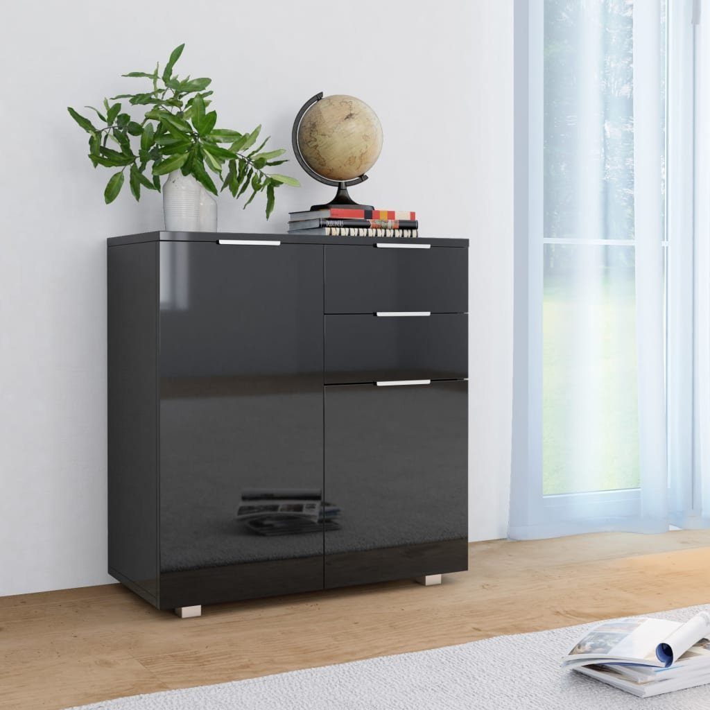 furnicato Sideboard Hochglanz-Schwarz 71x35x80 cm Holzwerkstoff (1 St)