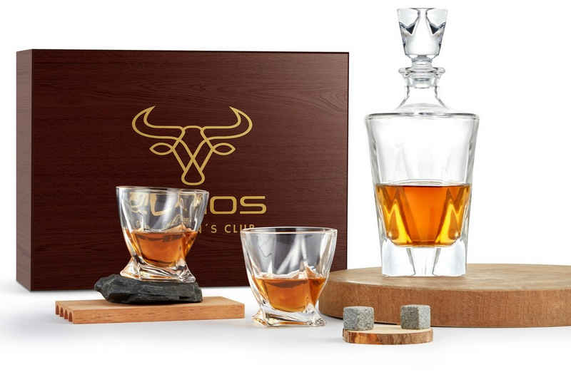 echos Gläser-Set Eco-5020, Glas, Whiskey Geschenkset 13-teilig,8 Granitsteine + Zange,Kalk-Natron-Glas