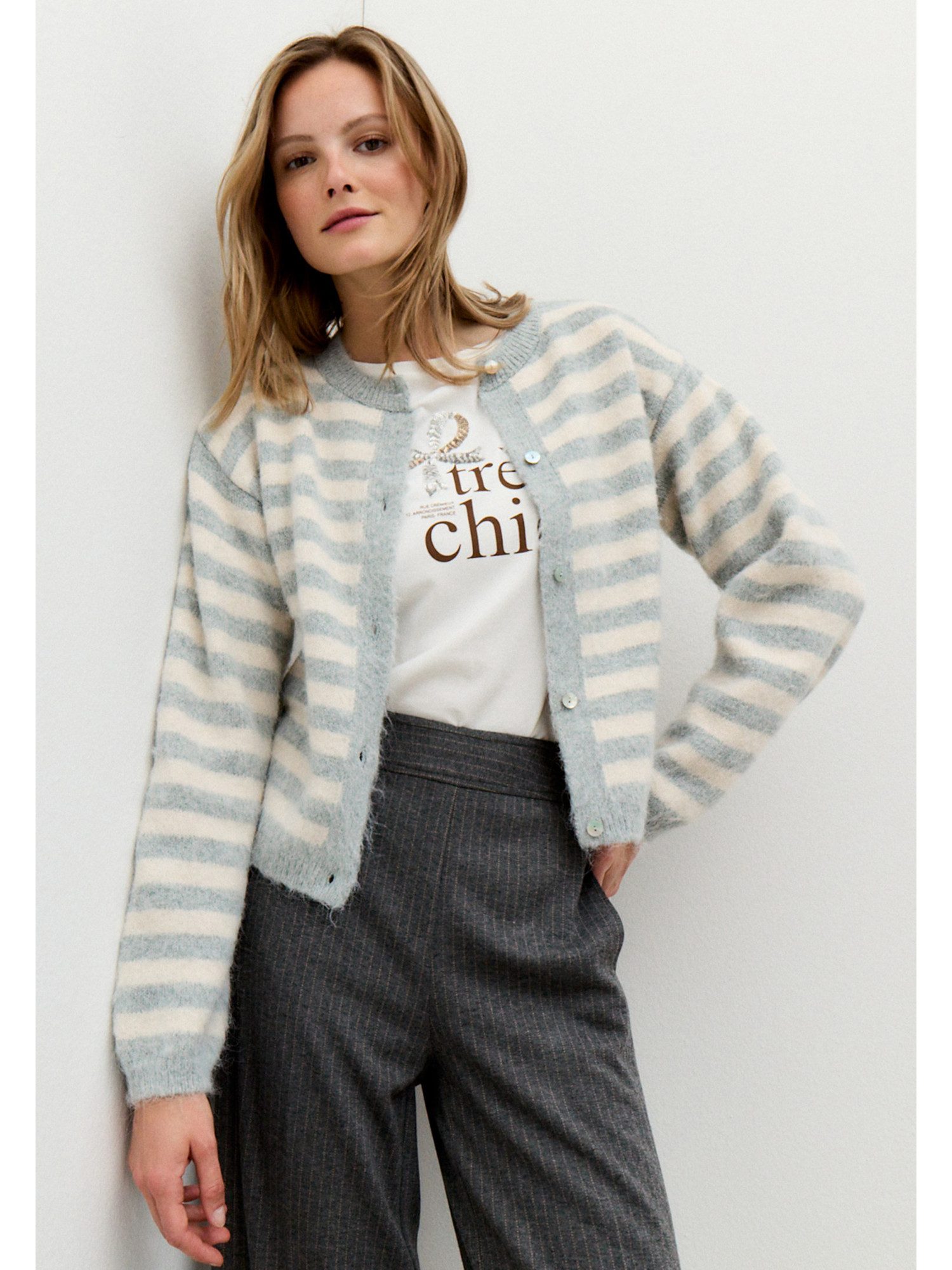 MORE&MORE Strickjacke kurze, haarige Flauschstrickjacke