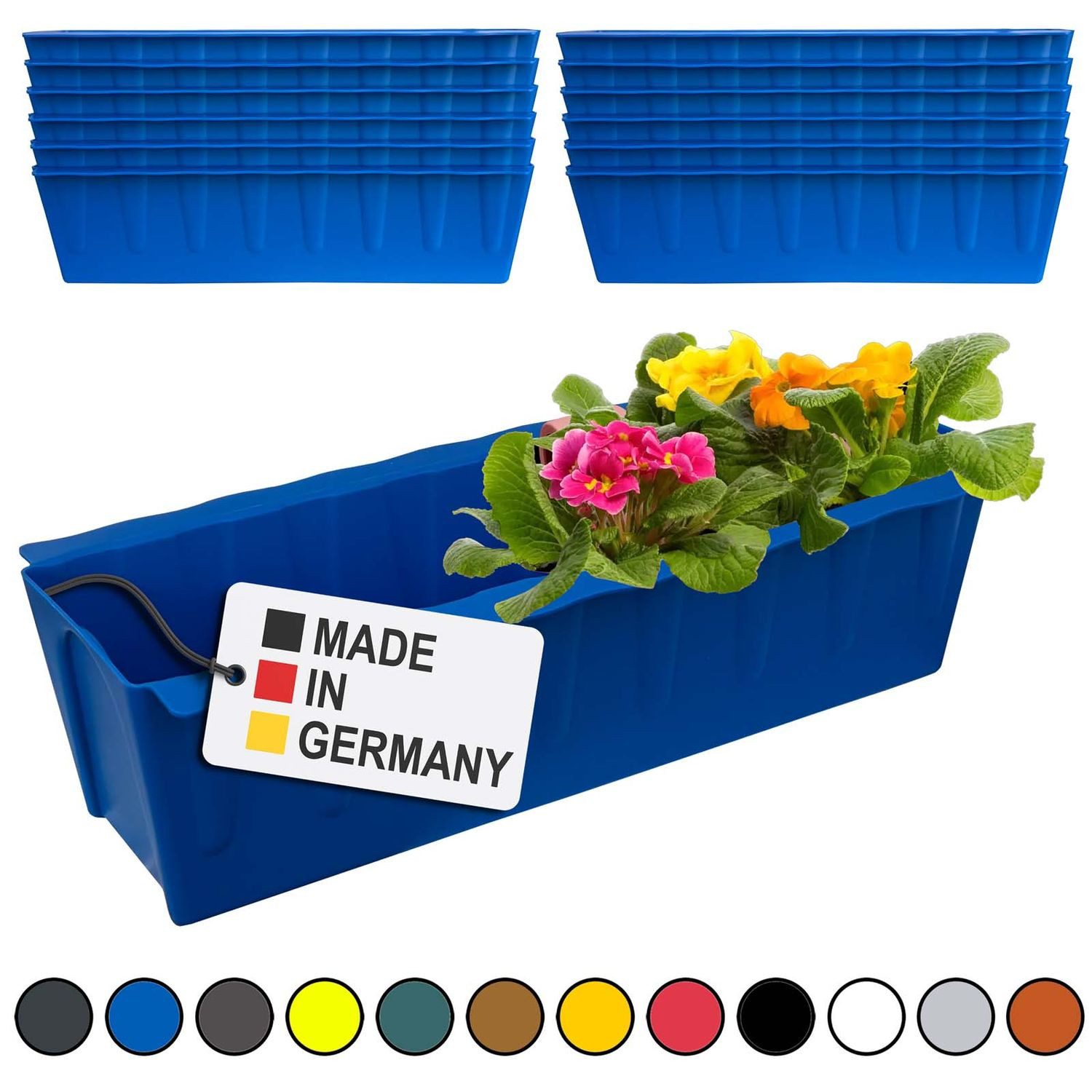BURI Blumenkasten Blumenkasten Europaletten 12er-Set Blau Pflanzkasten Balkonkasten