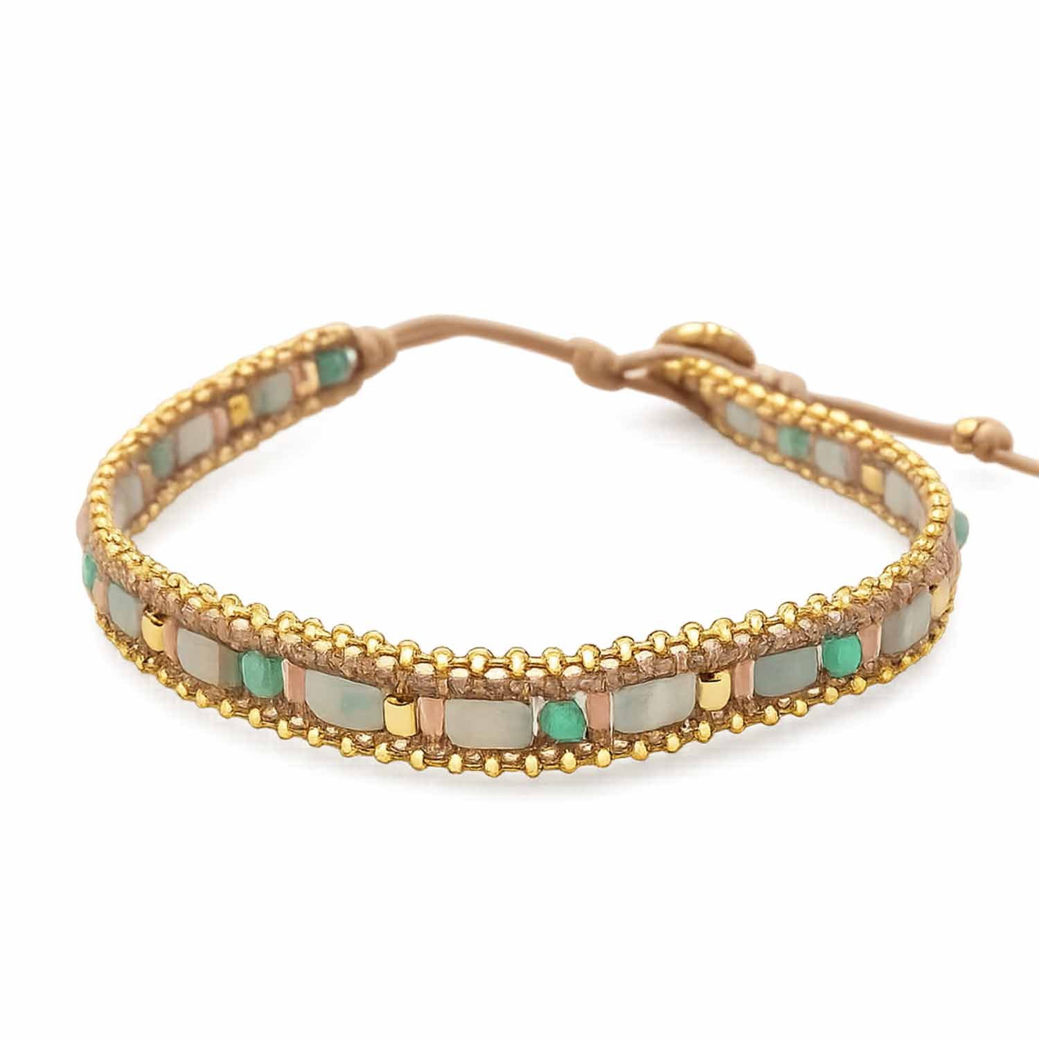 Impala Wickelarmband Armband Daya – Edelsteine, vergoldeter Hämatit & Edelstahl, handgefertigt