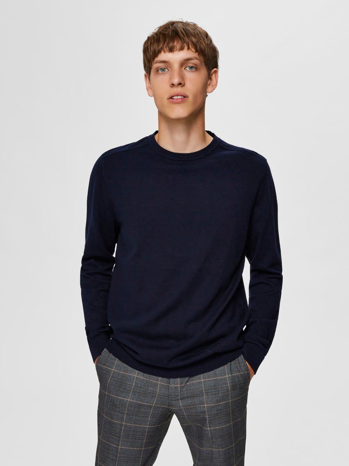 SELECTED HOMME Strickpullover SLHBERG CREW NECK NOOS