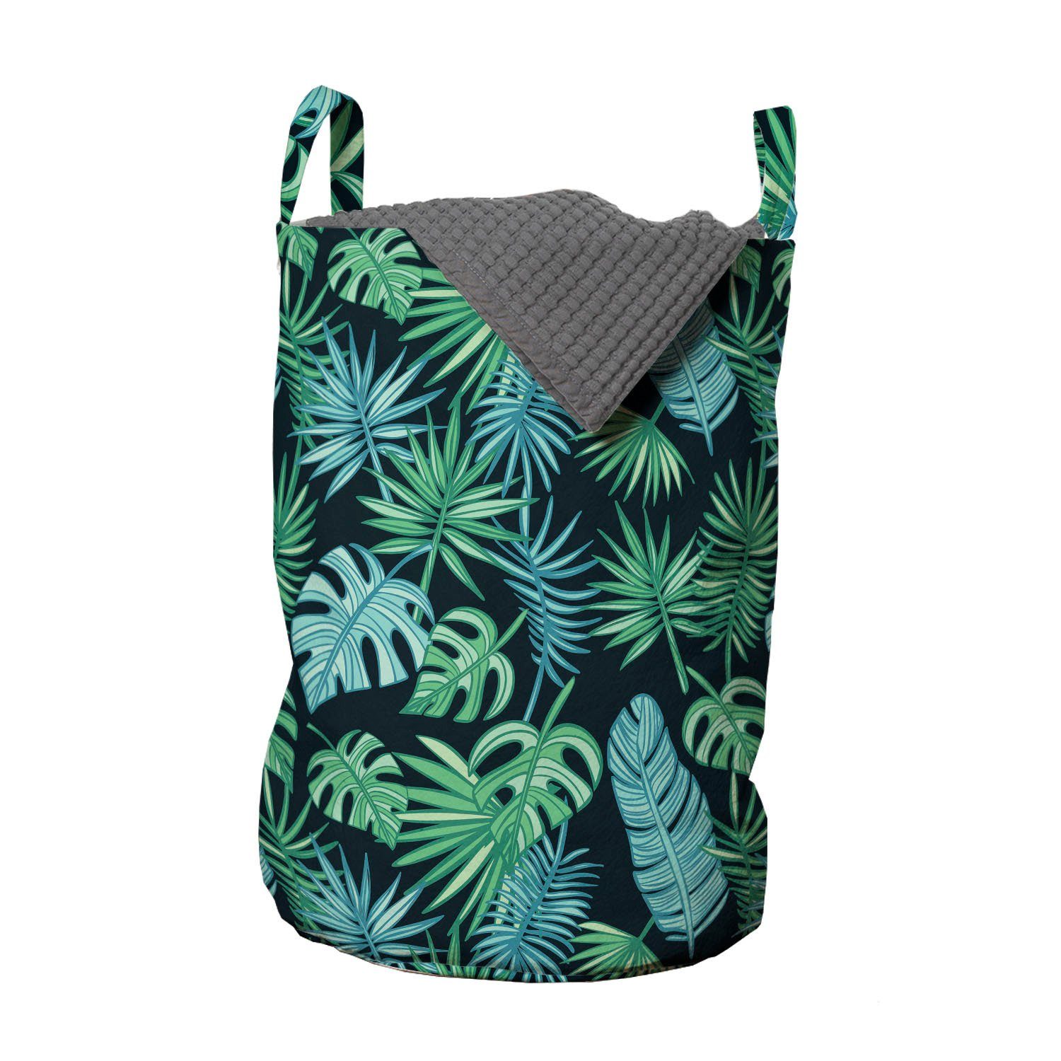 Tropisch Griffen Wäschekorb Waschsalons, mit Kordelzugverschluss Wäschesäckchen Hawaii-Insel-Blätter für Abakuhaus