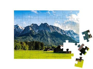 puzzleYOU Puzzle Die Zugspitze von Grainau aus gesehen, 48 Puzzleteile, puzzleYOU-Kollektionen Natur, Bayern, Garmisch, Zugspitze, 500 Teile