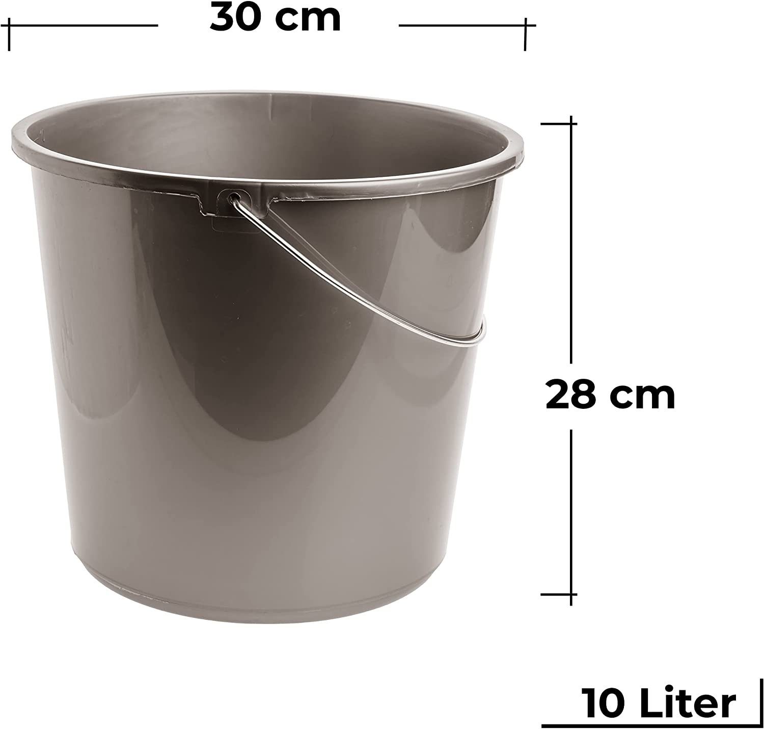 Centi BPA, Eimer ohne x mit 10l Plastikeimer Kunststoff, 3-tlg., und 28H x Putzeimer Metallgriff, cm), grau Wascheimer Wischeimer (Set, Meßskala Haushalteimer, 30B 30L aus