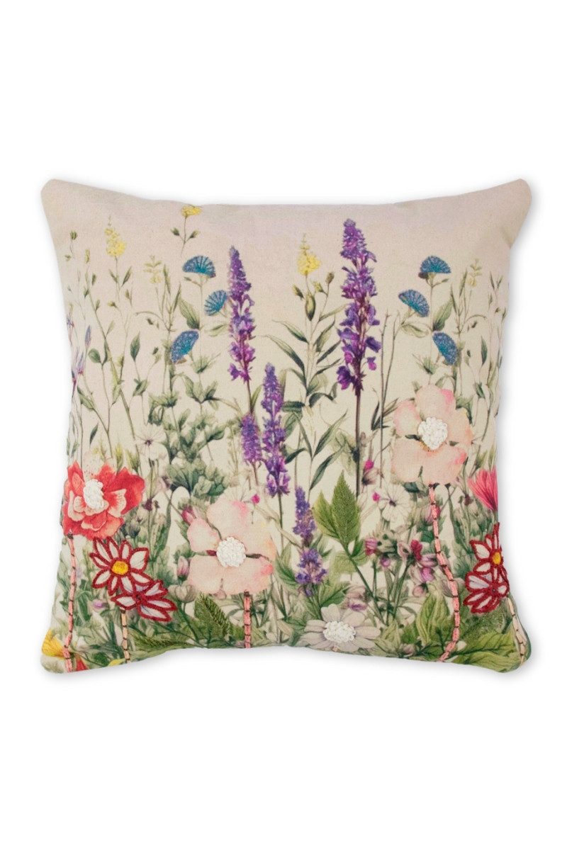 Mars & More Kissenhüllen Dekokissen - WILDBLUMEN RITTERSPORN - natur/geblümt
