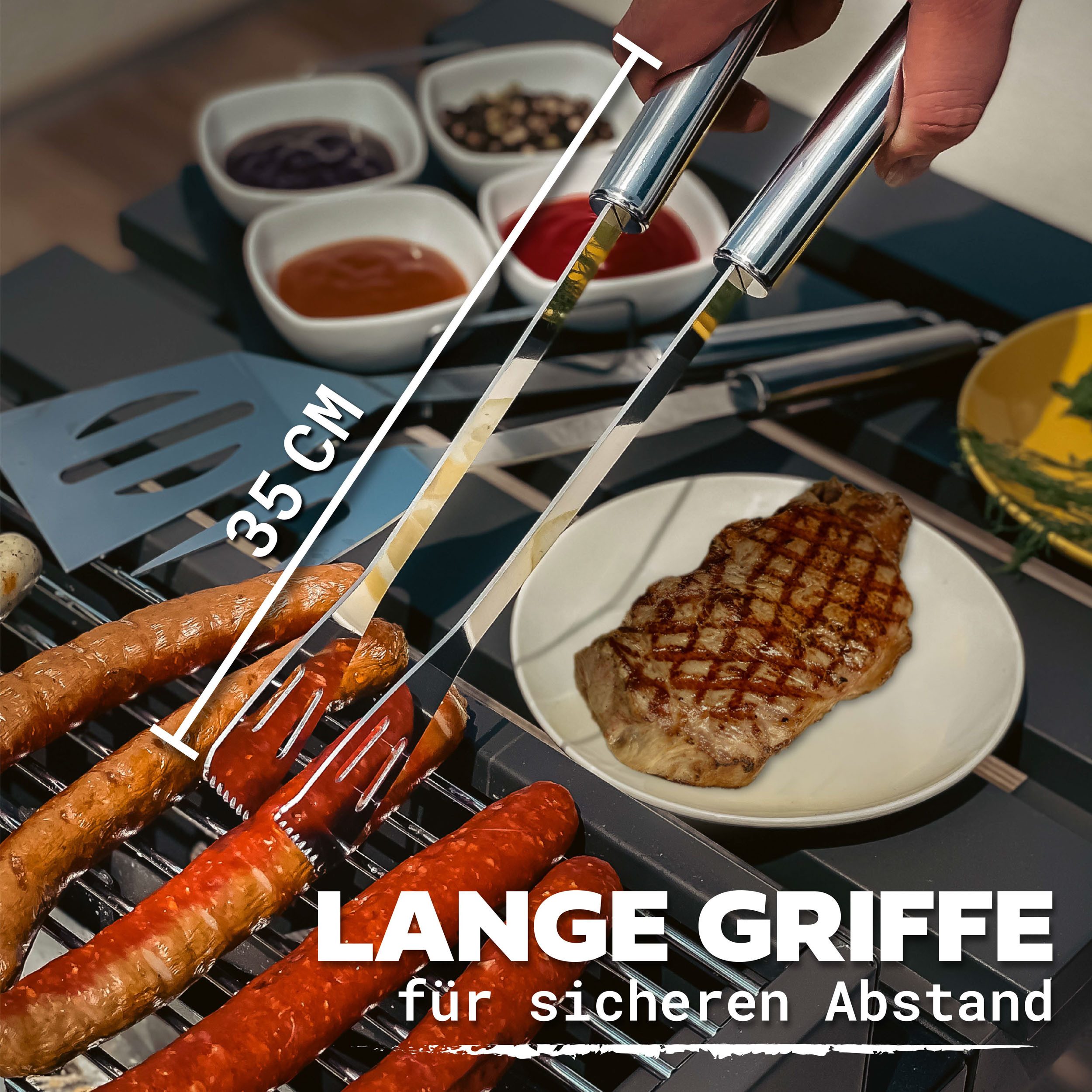 Praknu Grillbesteck-Set Grillbesteck Set aus Edelstahl Vatertag - Mit Tragetasche - Robust, (Set, 1 tlg), Mit Tragetasche - Robust und Hitzebeständig