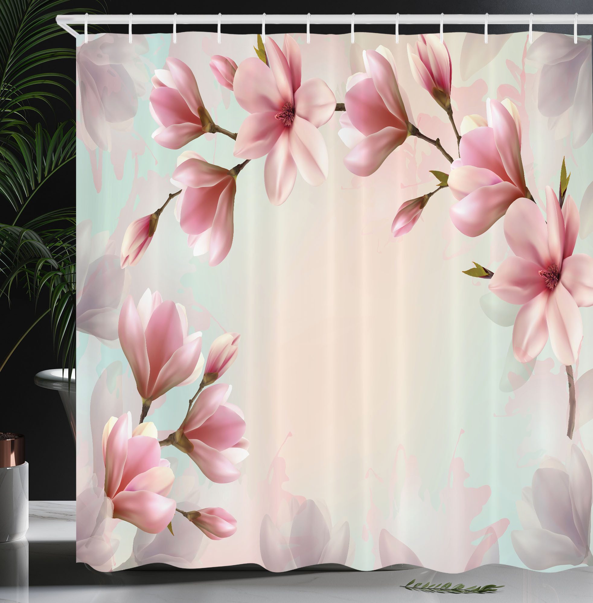 AIBIIN Duschvorhang Mit Schmetterlings-Motiv – 180x180 Cm, Aus Polyester, Wasserdicht, Mit 12 Haken, Rosa