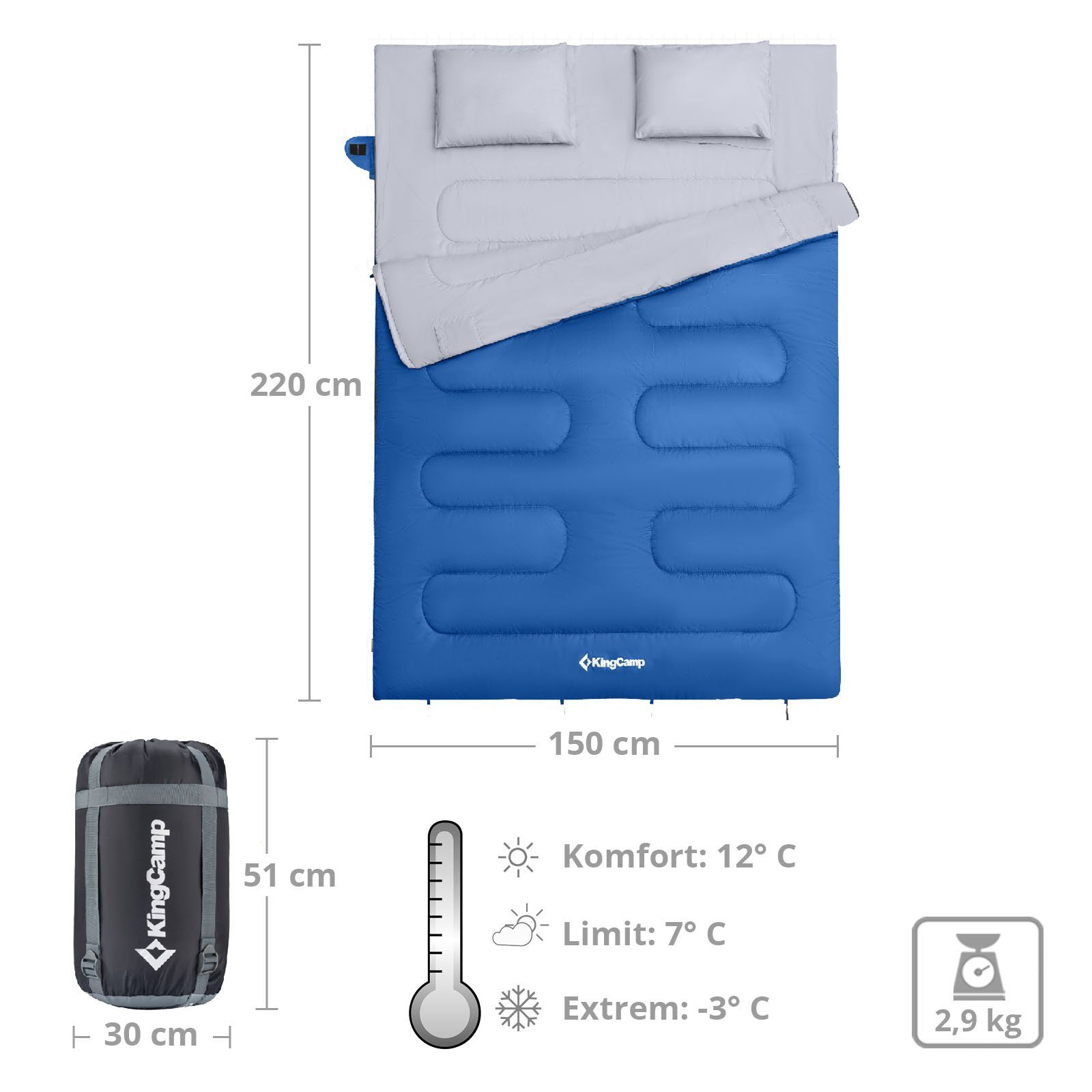 KingCamp Doppeldeckenschlafsack Deckenschlafsack Oxygen 250 D, günstig online kaufen