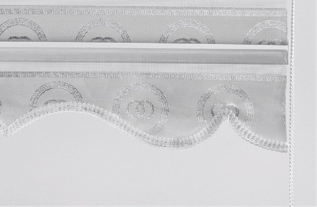 Dachfensterrollo nach Maß 150cm Länge Gardinen, 3320-1, Wandmontage und Klemmfix Yasar Weiß Silber (Ohne Deckenmontage, Bohren) Deckenmontage