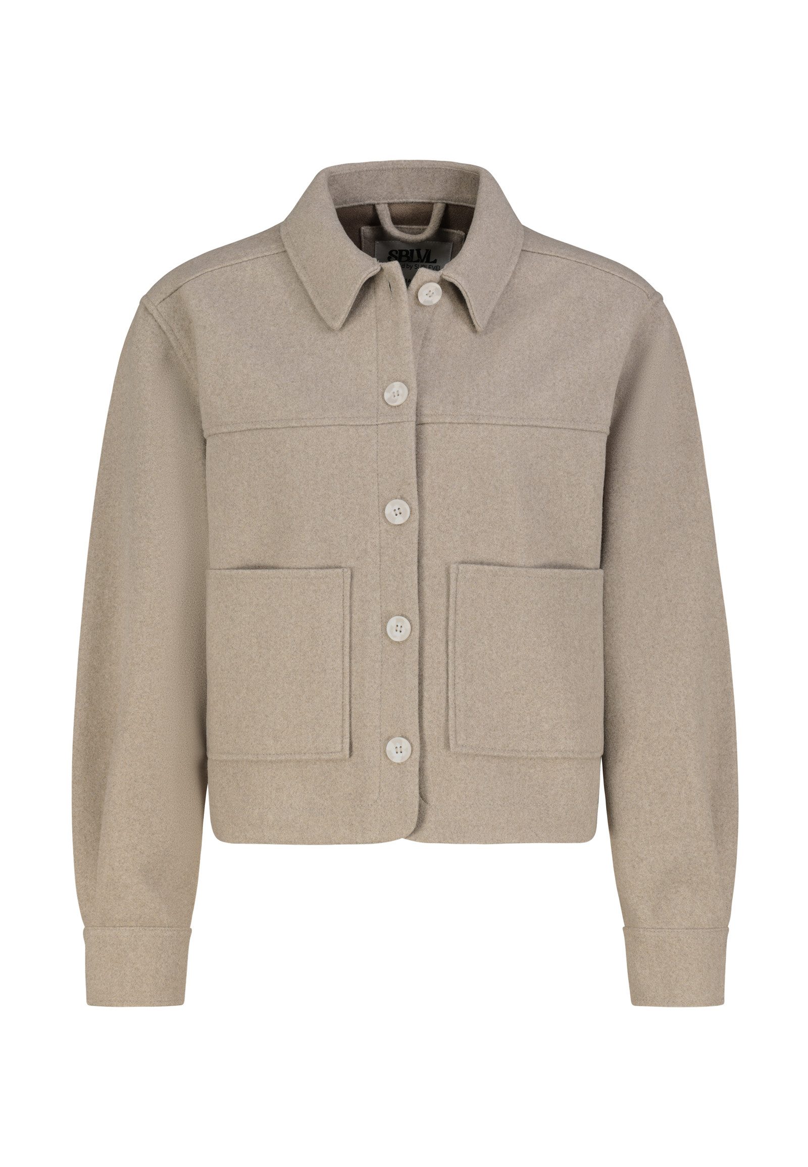 SUBLEVEL Hemdjacke Damen Übergangsjacke mit Umlegekragen Umlegekragen, aufgesetzte Taschen, Knopfleiste