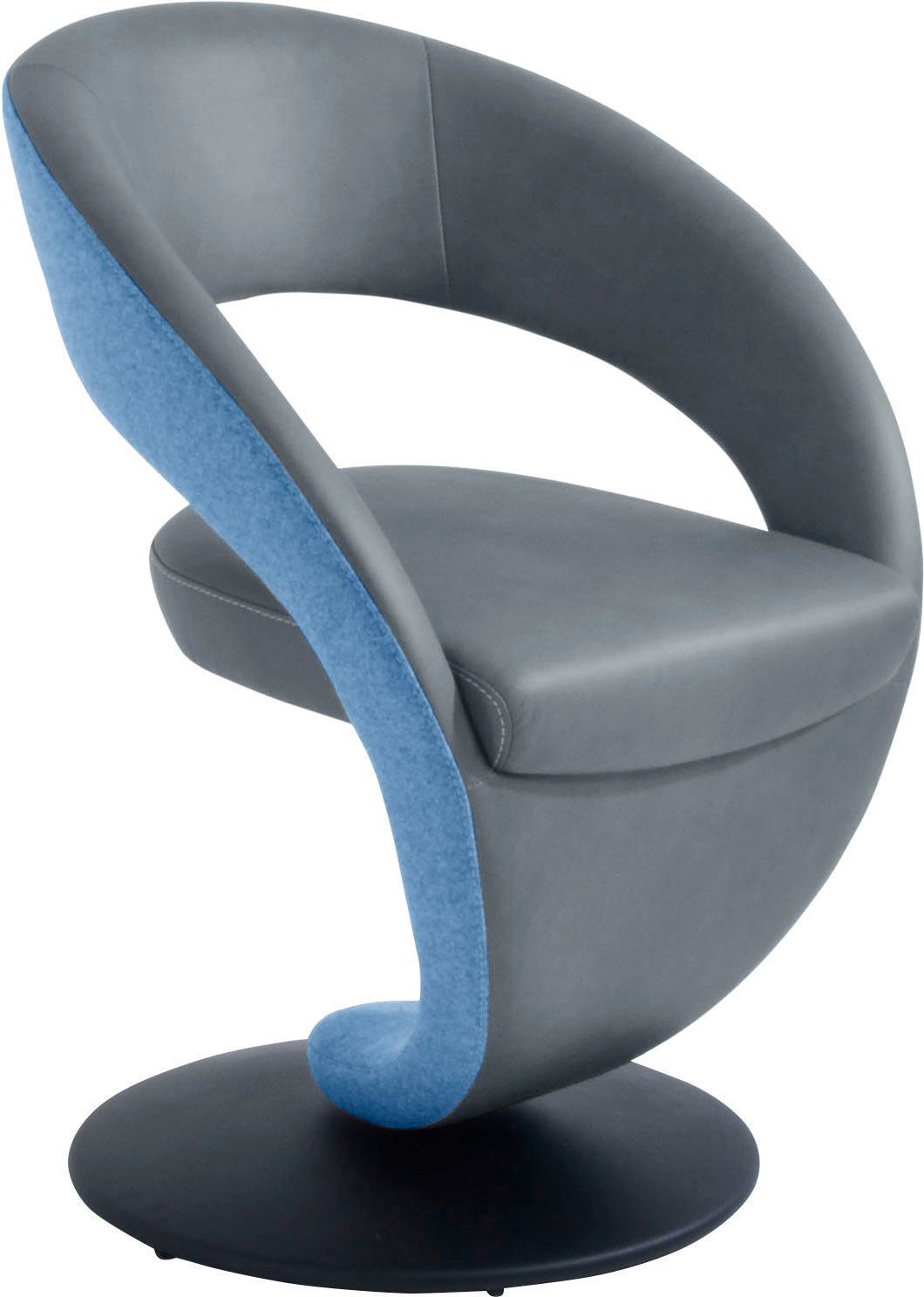 K+W Komfort & Wohnen Drehstuhl Wave, Design-Drehstuhl, Drehteller in Metall schwarz, Farbkombination