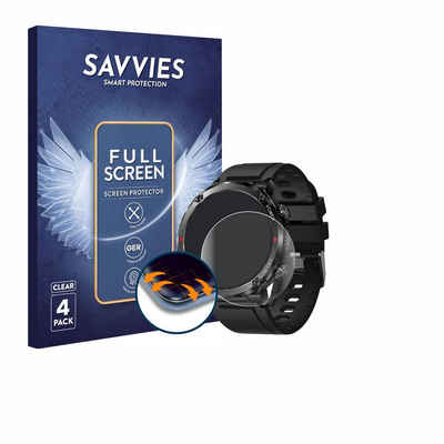Savvies Full-Cover Schutzfolie für LIGE Smartwatch 1.6", Displayschutzfolie, 4 Stück, 3D Curved klar