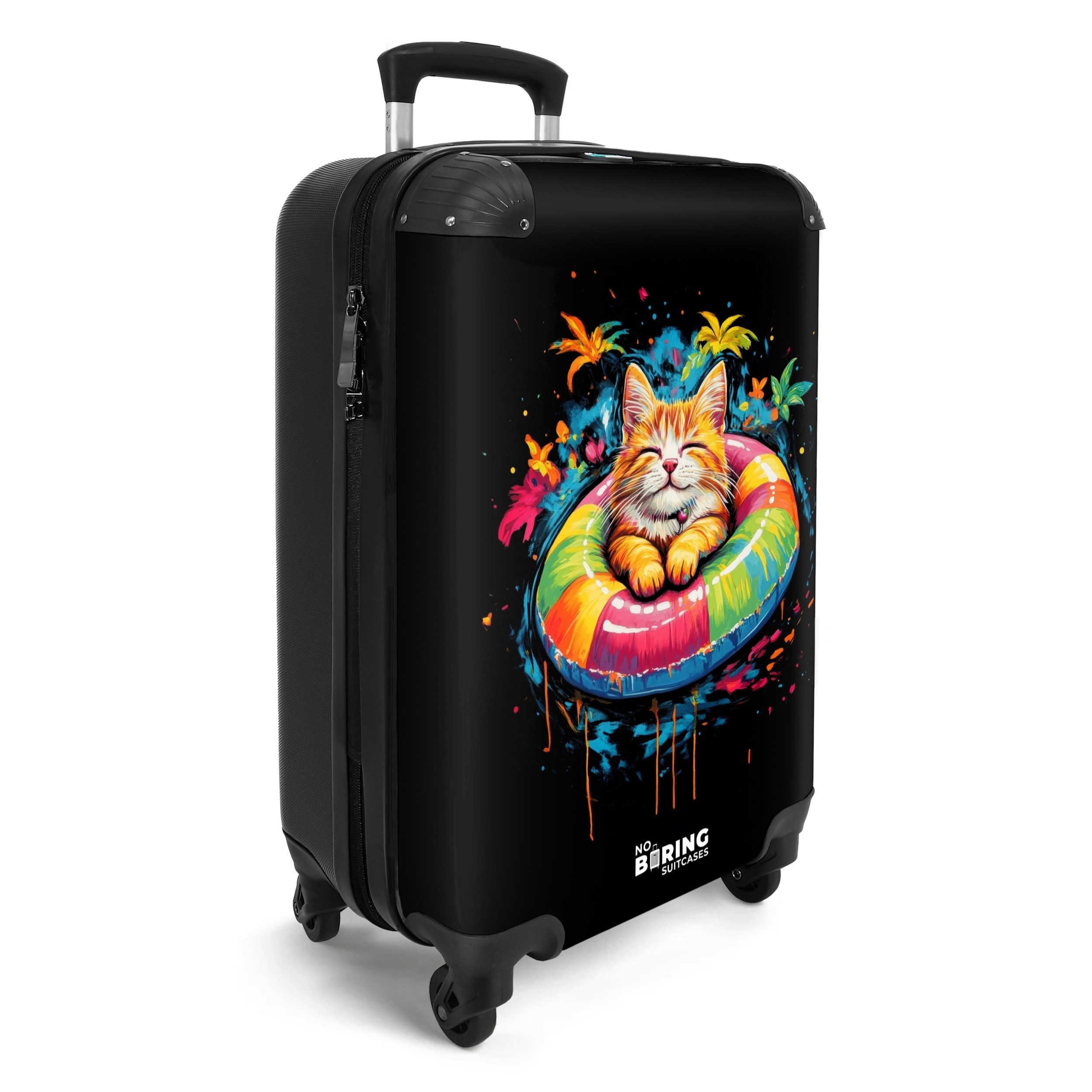 NoBoringSuitcases.com© Hartschalen-Trolley Sommerkatze mit buntem Schwimmba günstig online kaufen