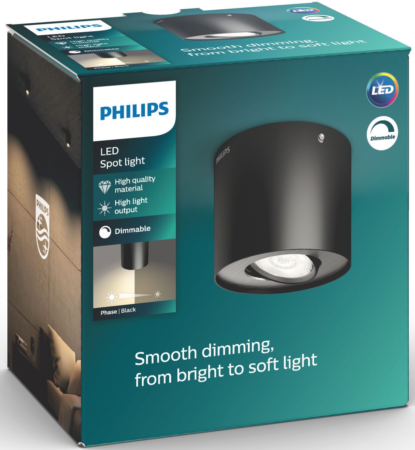 Philips LED Deckenspot myLiving Phase Einzelspot, 500lm, LED fest integriert, Warmweiß