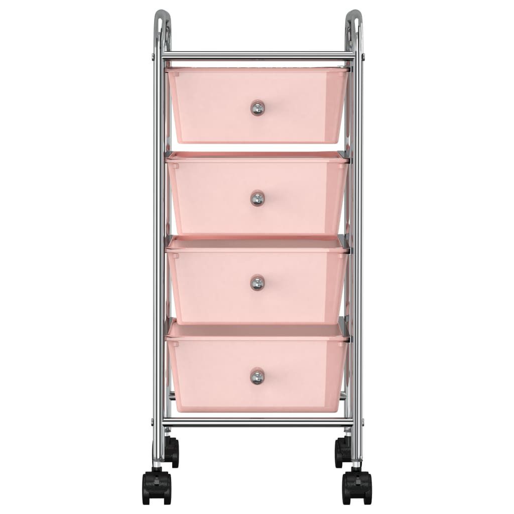 vidaXL Rollwagen Schubladenwagen mit 4 Schubladen Rosa Kunststoff, (1 St)