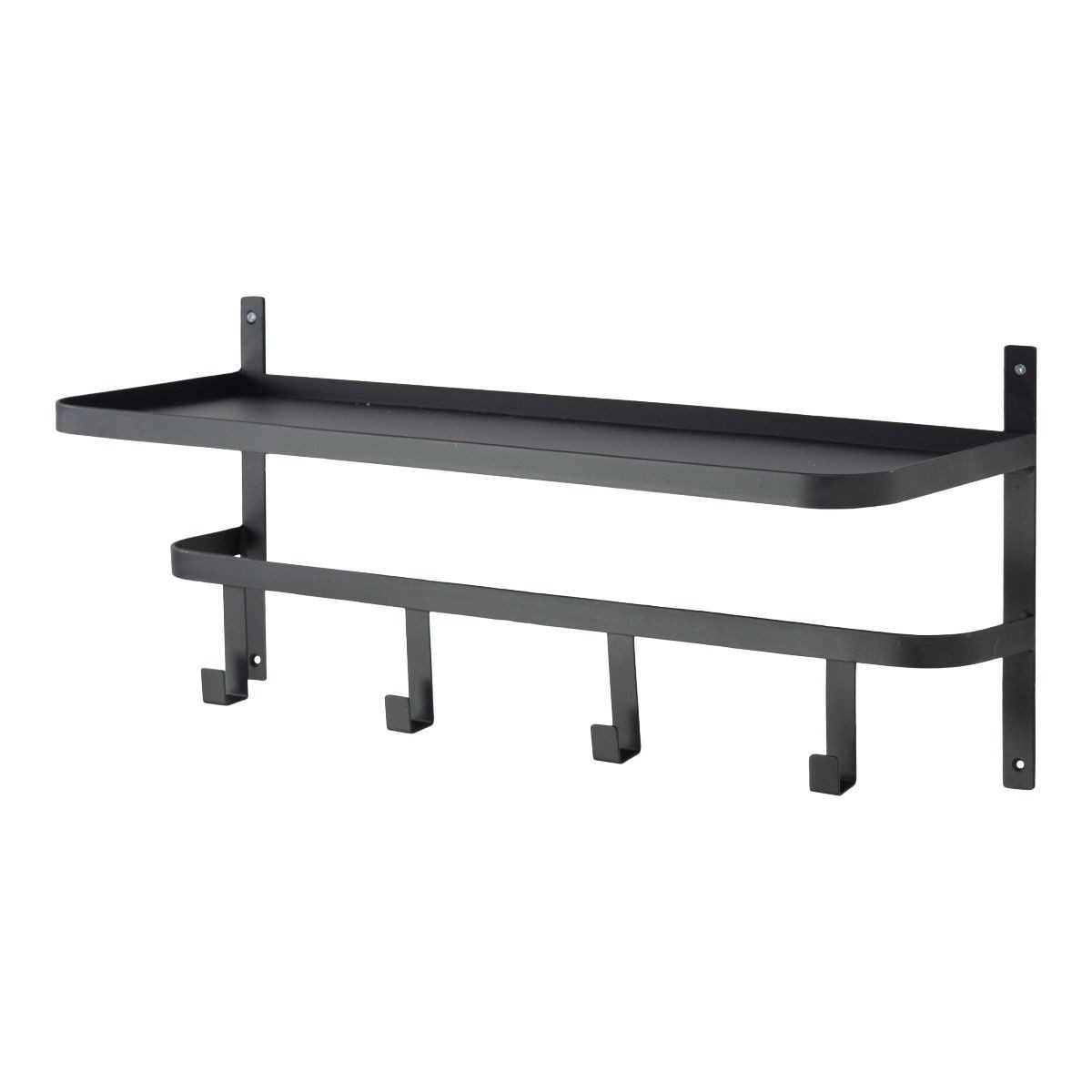 LOFT42 Wandgarderobe LOFT42 Shelf Kleiderständer 4 Haken Hutablage - Metall - Schwarz