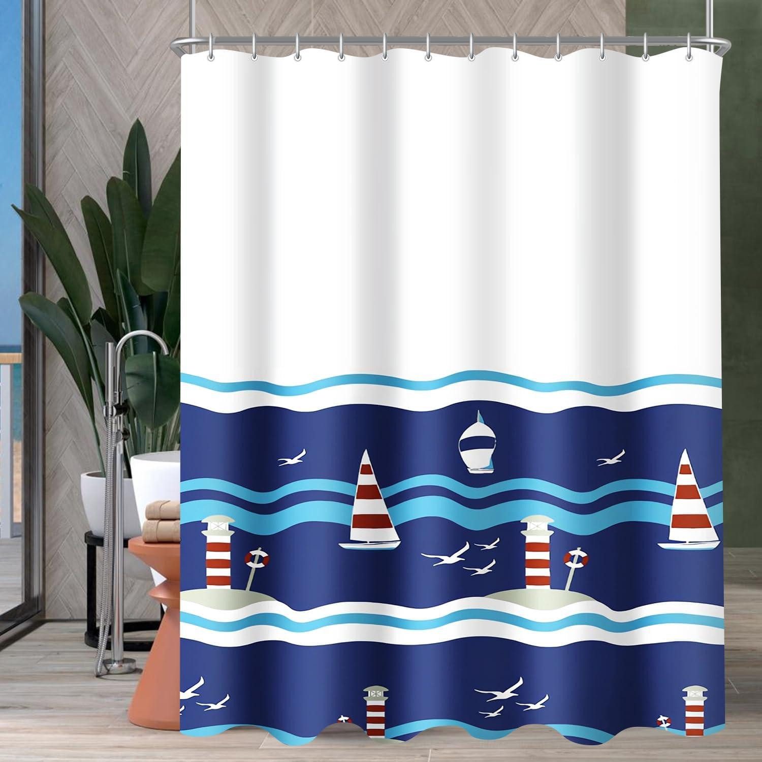 Duschvorhang Duschvorhang 180x200cm wasserdicht schimmelabweisend Blue Sail Muster