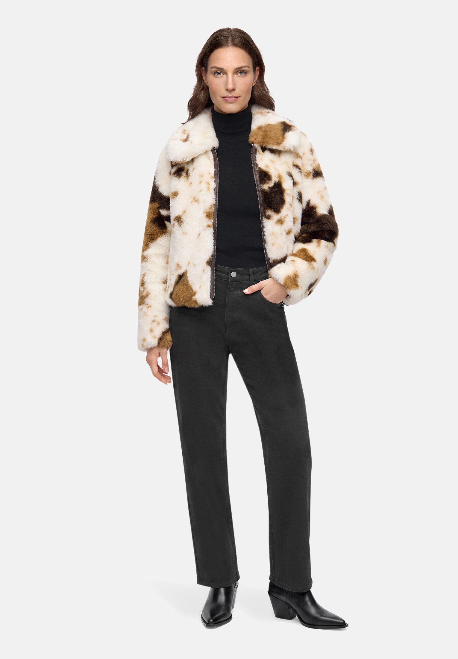 Amber & June Plüschjacke Damen mit Taschen