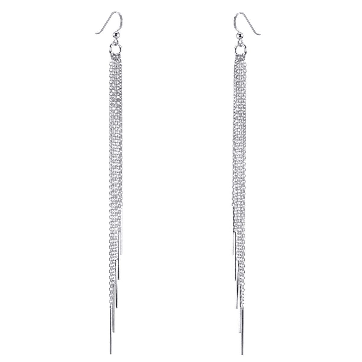 Materia Paar Ohrhänger Damen Silber Pendel Stäbchen 140mm SO-47, Aus 925 Sterling Silber, rhodiniert