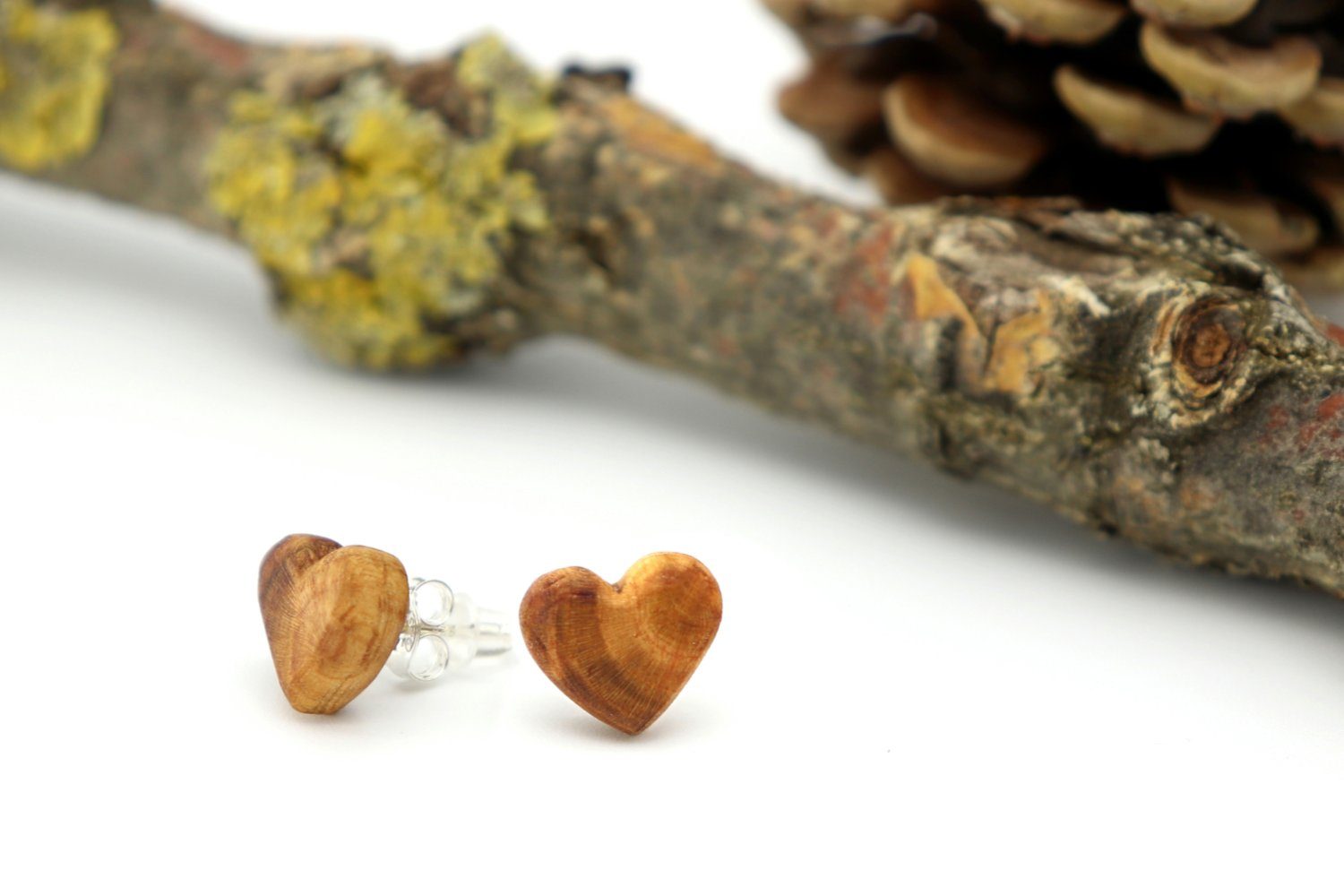 NaturSchatulle Paar Ohrstecker Pflaume Herz (Holzschmuck, günstig online kaufen