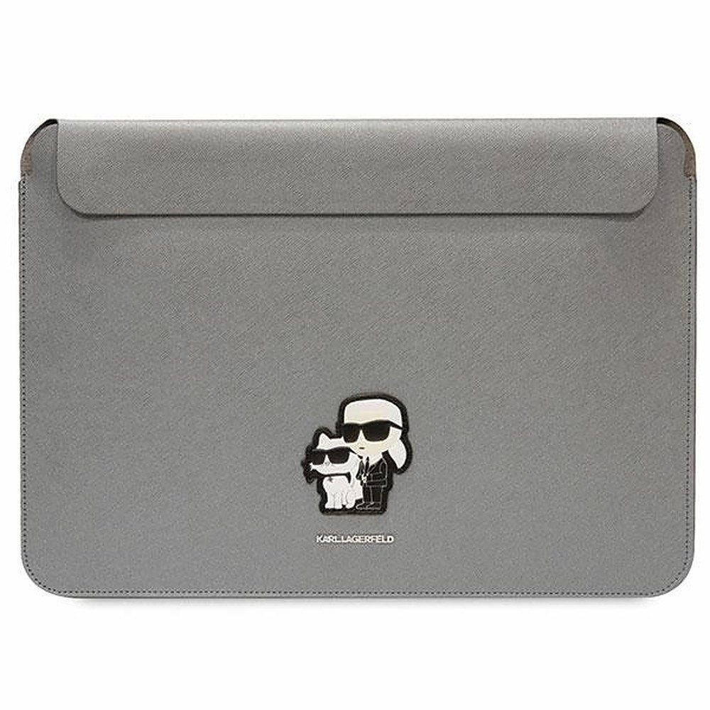 KARL LAGERFELD Laptoptasche Notebookhülle Schutzhülle Designertasche (Spar-Set, 1-tlg., 36 x 2 x 25 cm elegant), Magnetverschluss, Saffiano-Struktur, 3D-Logo-Patch