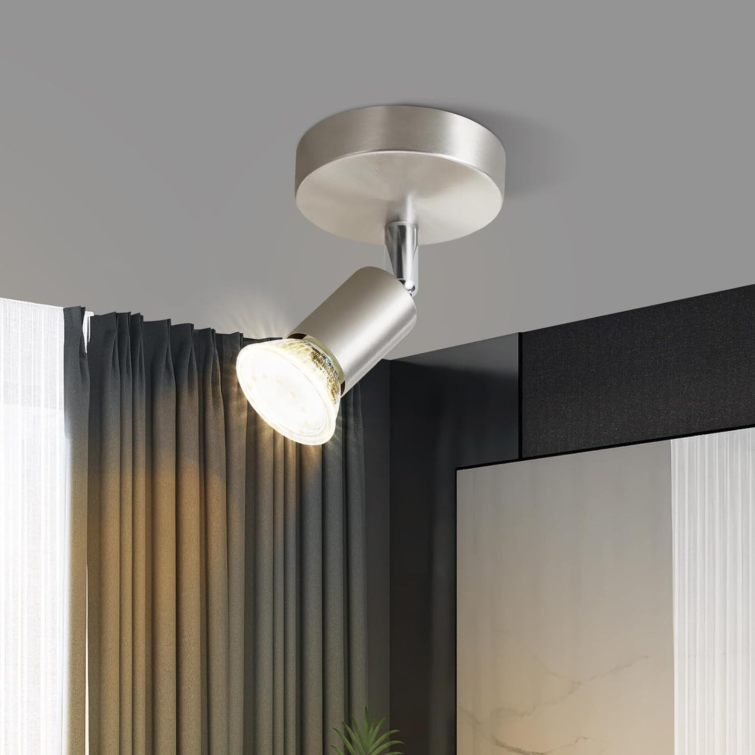 ZMH Deckenleuchte GU10 Deckenspot 1-flammig Metall Modern schwenkbar für Flur, ohne Leuchtmittel, kompakt, vielseitig, 7,7×7,7×10,5cm, 90° neigbar, Einfache Installtion