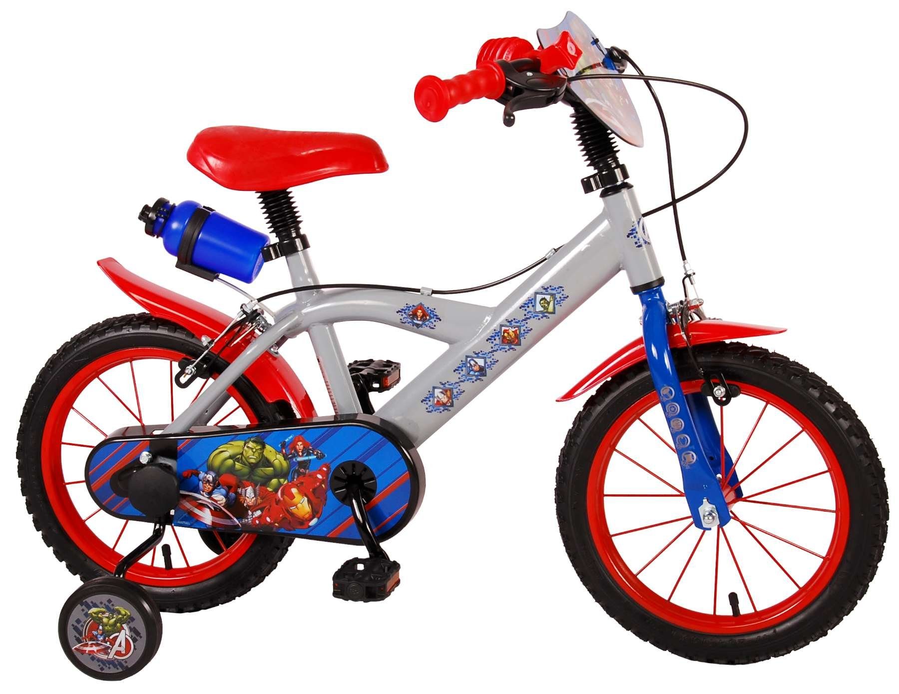 TPFSports Kinderfahrrad Volare Disney Avengers 14 Zoll, 1 Gang, (Jungs  Fahrrad - Rutschfeste Sicherheitsgriffe), Kinder Fahrrad 14 Zoll mit  Stützrädern - Grau