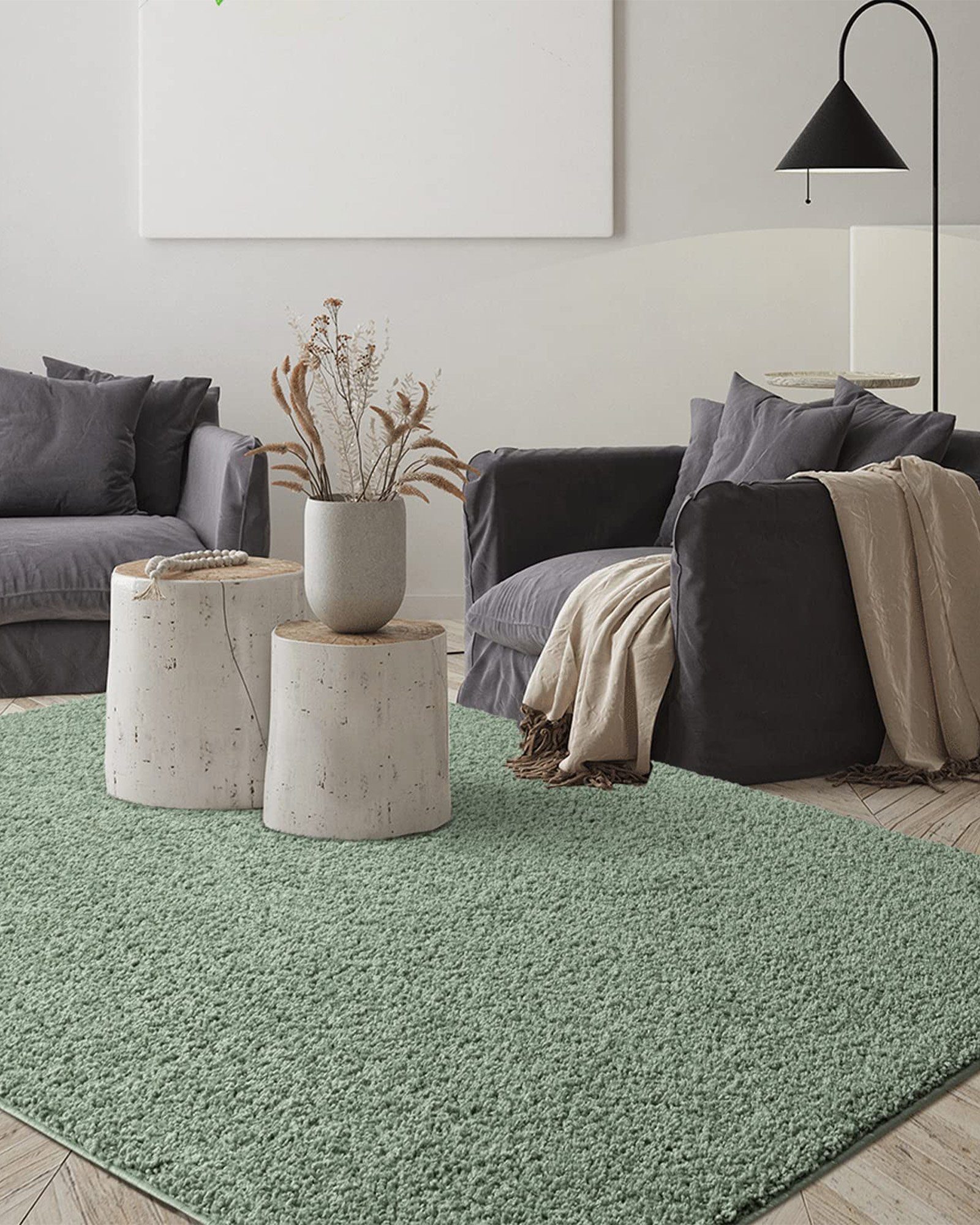 Anti-Rutsch Hochflor-Teppich carpet, Schlafzimmer, Foxy mm, Shaggy waschbar, Langflor, Wohnzimmer, Rechteck, Höhe: 30 grün Teppich, the