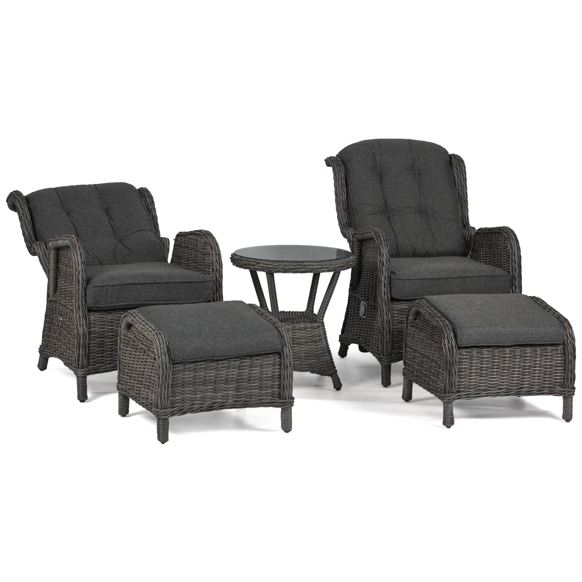 osoltus Garten-Essgruppe osoltus Sandy Stone Set Alu Korbsessel Ohrensessel Anthrazit