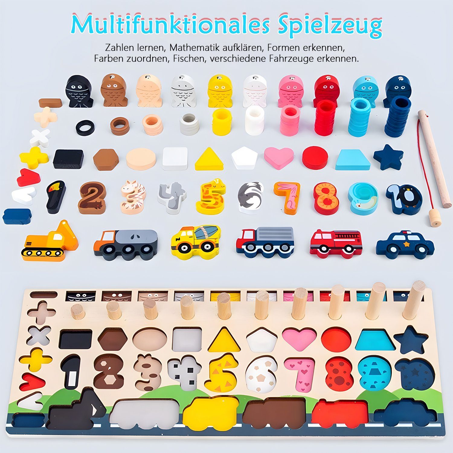 Montessori Material Zahlenkarten Holz Lernspielzeug Holzspielzeug Mathe Ler N5X0 