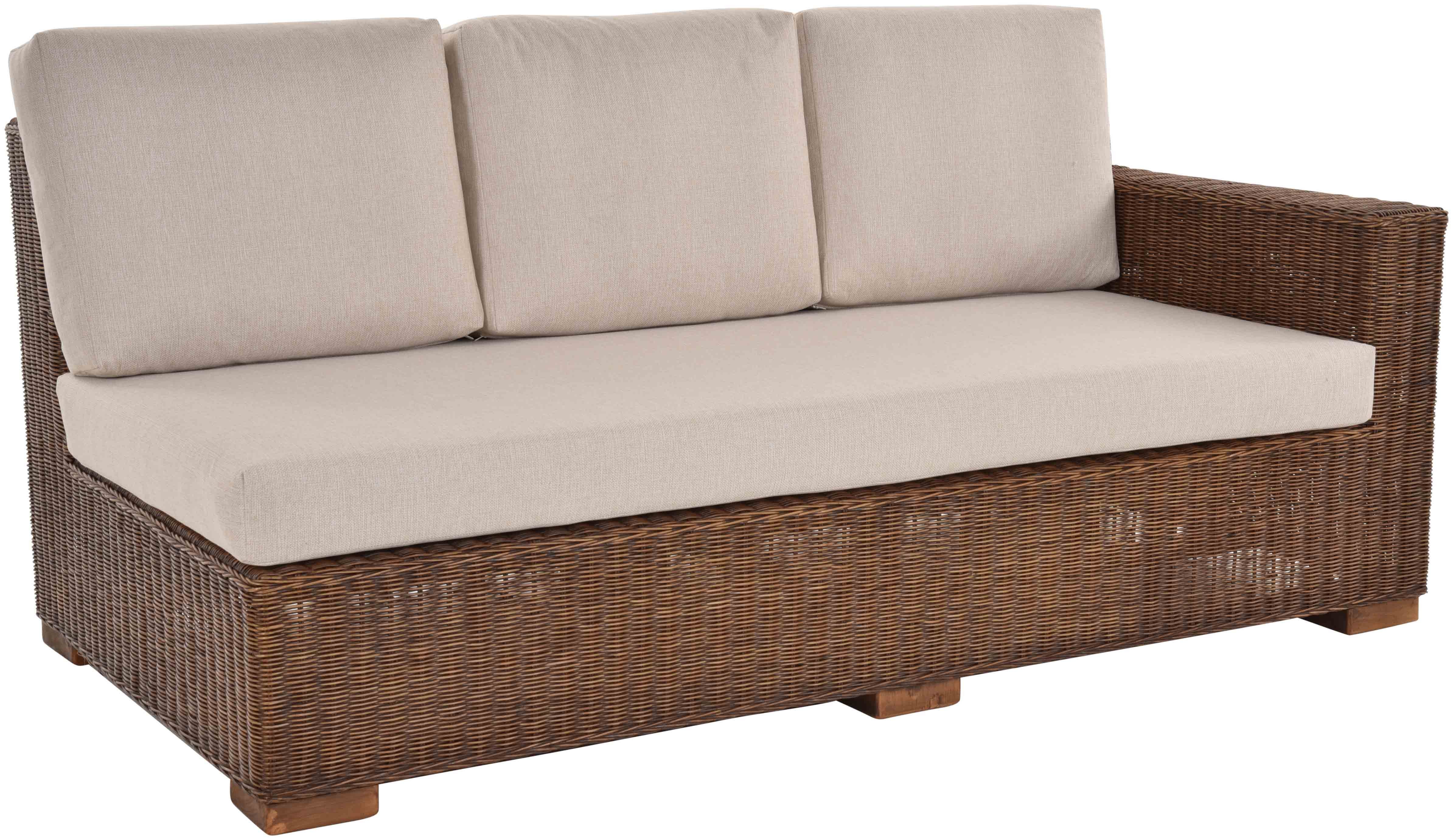 Krines Home Loungesofa Moderne Recamiere Vermont Rattanliege Chaiselongue Lounge Liege Sofa, breite Armlehne