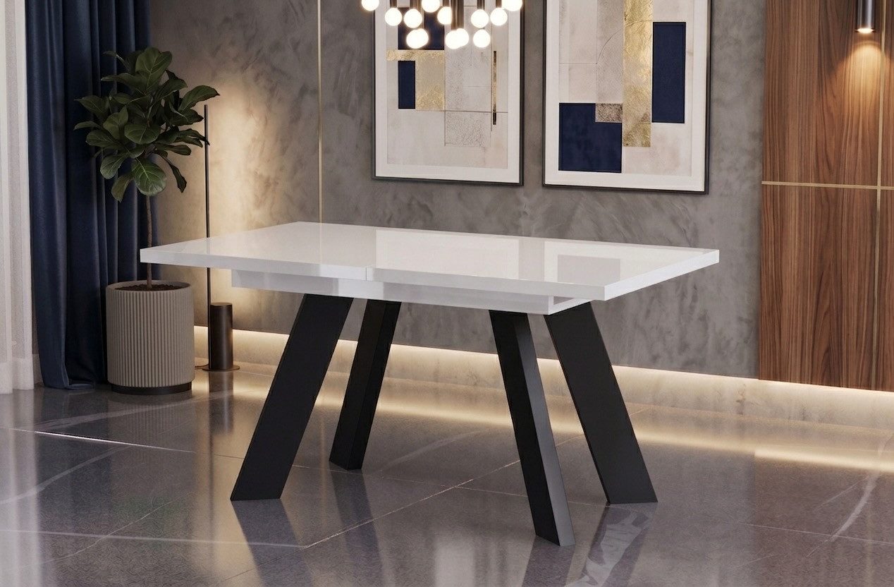 Endo-Moebel Esstisch Como Esstisch 130–210cm ausziehbar für 8 Personen, Tischbeine schwarz, Ausziehbar 130-210 cm (2x40 cm), Platte 36mm, 4 Beine, schwarz matt – Bild 2 von 5