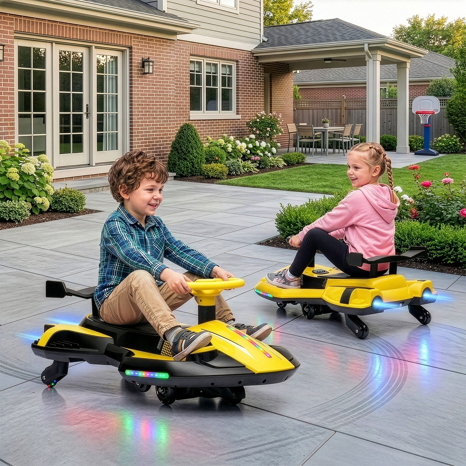 LALAHO Elektro-Kinderauto Elektroroller mit Sprühfunktion 35W 12V 4,5Ah